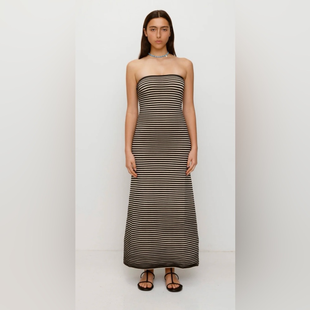 The Wolf Gang Sunmor knit striped maxi tube dress in noir - Picture 5 of 10